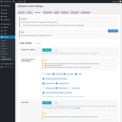 Page screenshot: Settings &rarr; LiteSpeed Cache &rarr; Purge
