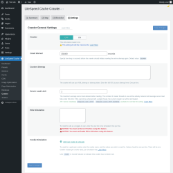 Page screenshot: LiteSpeed Cache &rarr; Crawler