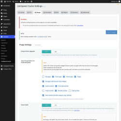 Page screenshot: Settings &rarr; LiteSpeed Cache &rarr; Purge