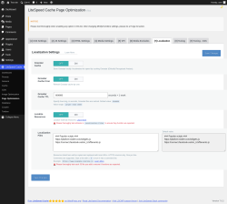 Page screenshot: LiteSpeed Cache &rarr; Page Optimization &rarr; Localization