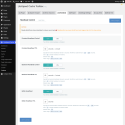 Page screenshot: LiteSpeed Cache &rarr; Toolbox &rarr; Heartbeat