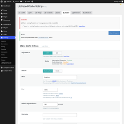 Page screenshot: Settings &rarr; LiteSpeed Cache &rarr; Object