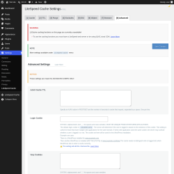 Page screenshot: Settings &rarr; LiteSpeed Cache &rarr; Advanced