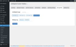 Page screenshot: LiteSpeed Cache &rarr; Toolbox &rarr; Log View