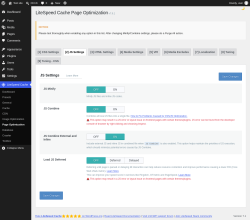 Page screenshot: LiteSpeed Cache &rarr; Page Optimization &rarr; JS Settings