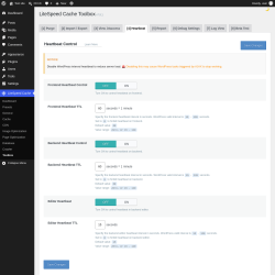 Page screenshot: LiteSpeed Cache &rarr; Toolbox &rarr; Heartbeat