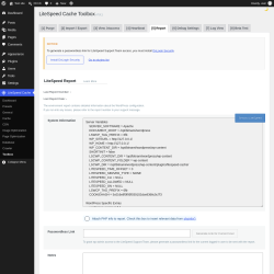 Page screenshot: LiteSpeed Cache &rarr; Toolbox &rarr; Report