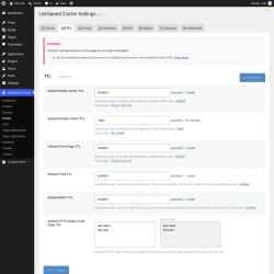 Page screenshot: LiteSpeed Cache &rarr; Cache &rarr; TTL