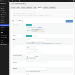 Page screenshot: LiteSpeed Cache &rarr; Cache &rarr; Object