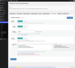 Page screenshot: LiteSpeed Cache &rarr; Page Optimization &rarr; Localization