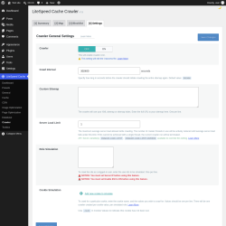 Page screenshot: LiteSpeed Cache &rarr; Crawler &rarr; Settings