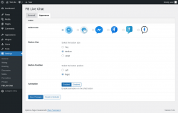 Page screenshot: Settings &rarr; FB Live Chat &rarr; Apparance