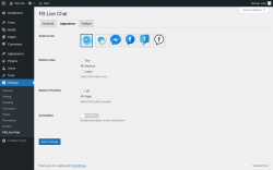 Page screenshot: Settings &rarr; FB Live Chat &rarr; Apparence