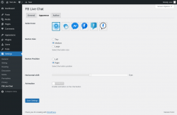Page screenshot: Settings &rarr; FB Live Chat &rarr; Apparence