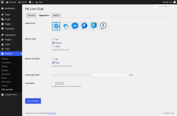 Page screenshot: Settings &rarr; FB Live Chat &rarr; Apparence