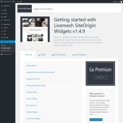 Page screenshot: Livemesh Widgets → Documentation