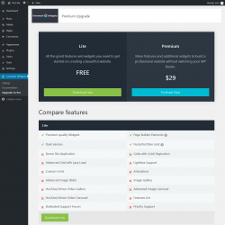 Page screenshot: Livemesh Widgets → Upgrade to Pro