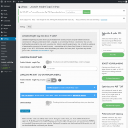 Page screenshot: Settings  → Linkedin Insight Tag