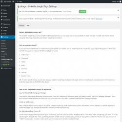 Page screenshot: Settings  → Linkedin Insight Tag → FAQ
