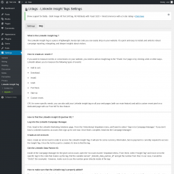 Page screenshot: Settings → Linkedin Insight Tag → FAQ