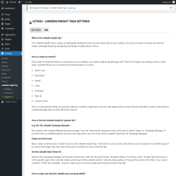 Page screenshot: Settings → Linkedin Insight Tag → FAQ