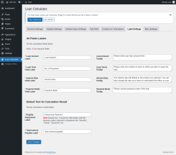 Page screenshot: Loan Calculator → Label Settings