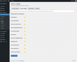 Page screenshot: Delivery Drivers &rarr; Settings &rarr; Drivers settings