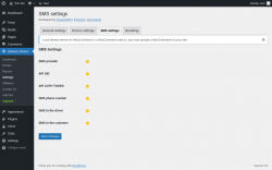 Page screenshot: Delivery Drivers &rarr; Settings &rarr; SMS settings