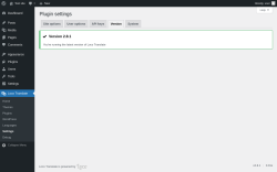 Page screenshot: Loco Translate &rarr; Settings &rarr; 
            Version 
        