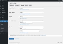 Page screenshot: Loco Translate &rarr; Settings &rarr; 
            API keys 
        