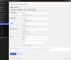 Page screenshot: Loco Translate &rarr; Settings &rarr; 
            API keys 
        