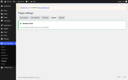 Page screenshot: Loco Translate &rarr; Settings &rarr; 
            Version 
        