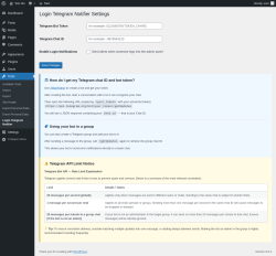 Page screenshot: Tools → Login Telegram Notifier