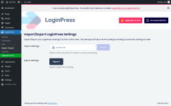 Page screenshot: LoginPress → Import / Export