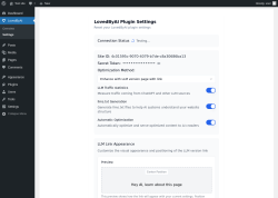 Page screenshot: LovedByAI &rarr; Settings