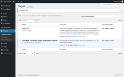 Page screenshot: Plugins &lsaquo; Test site &mdash; WordPress