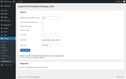 Page screenshot: Settings → Lp Reading Time