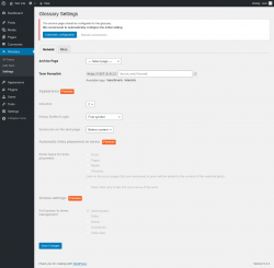 Page screenshot: Glossary &rarr; Settings
