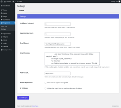 Page screenshot: Magic Link &rarr; Settings