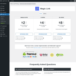 Page screenshot: Magic Link &rarr; Upgrade&nbsp;&nbsp;➤