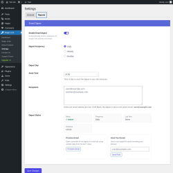 Page screenshot: Magic Link &rarr; Settings &rarr; Reports