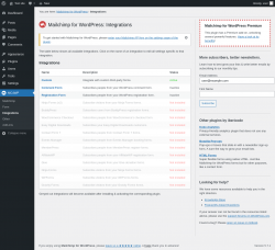 Page screenshot: MC4WP &rarr; Integrations