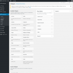 Page screenshot: Widgets &lsaquo; Test site &mdash; WordPress