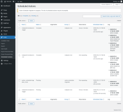 Page screenshot: Tools &rarr; Scheduled Actions
