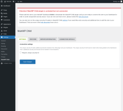 Page screenshot: Settings → MainWP Child