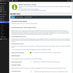 Page screenshot: Settings &rarr; MainWP Child