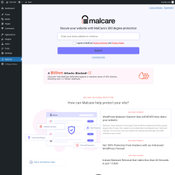 Page screenshot: MalCare &lsaquo; Test site &mdash; WordPress