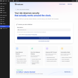 Page screenshot: MalCare &lsaquo; Test site &mdash; WordPress