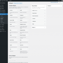 Page screenshot: Widgets &lsaquo; Test site &mdash; WordPress