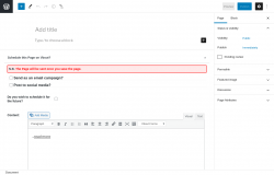 Page screenshot: Add New Page &lsaquo; Test site &mdash; WordPress